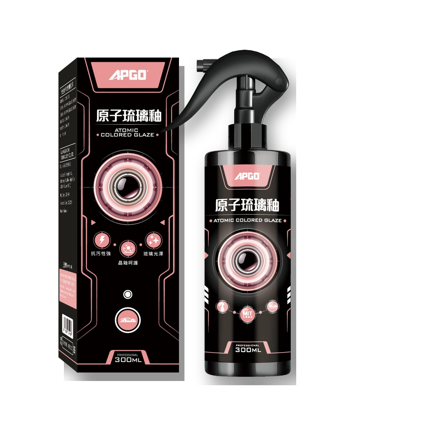 APGO Atomic Colored Glaze, 300 mL bottle and box
